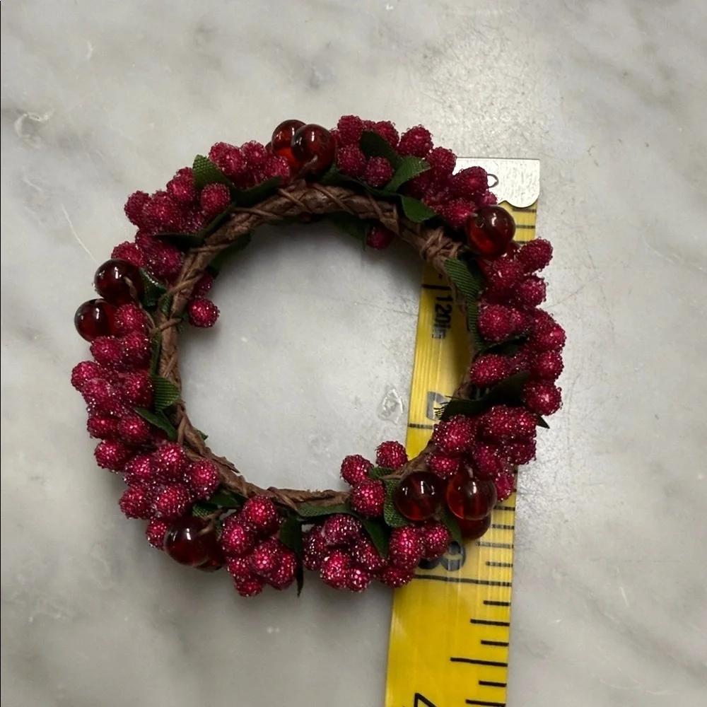 Vintage Pier One Imports Sugared Cranberry Napkin Ring Set of 14